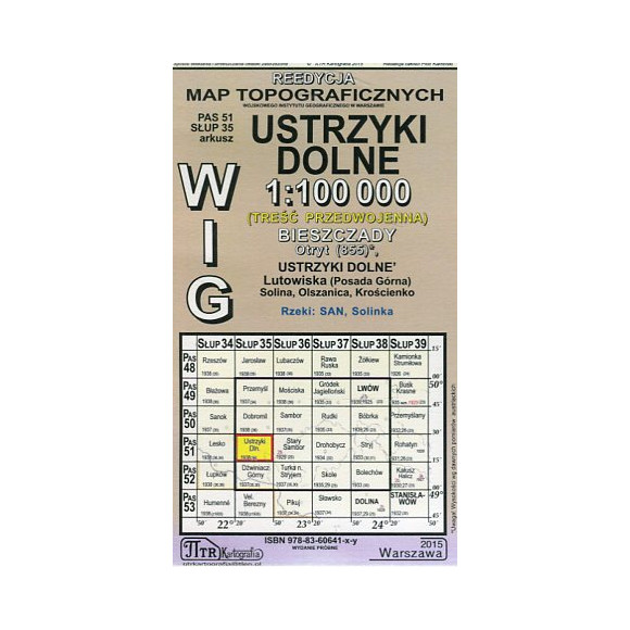 Ustrzyki Dolne - mapa WIG skala 1:100 000