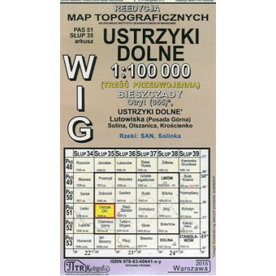 Ustrzyki Dolne - mapa WIG skala 1:100 000