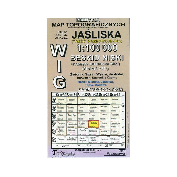 Jaśliska - mapa WIG skala 1:100 000