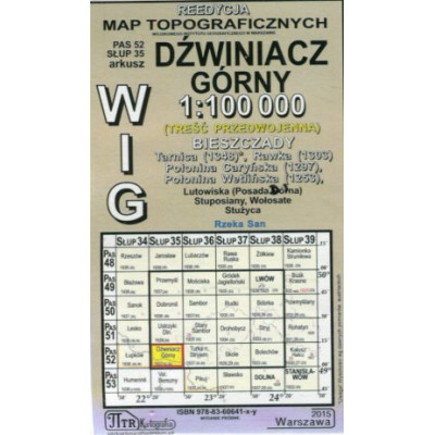 Dźwiniacz Górny - mapa WIG skala 1:100 000