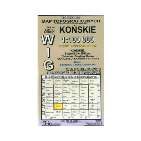 Końskie - mapa WIG skala 1:100 000