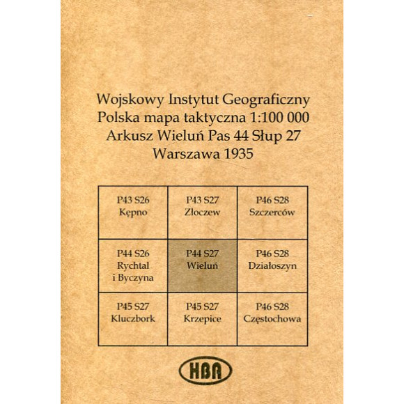 Arkusz Wieluń Pas 44 Słup 27 Polska mapa taktyczna 1:100000