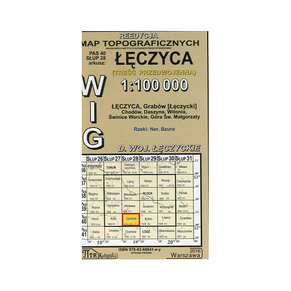 Łęczyca- mapa WIG skala 1:100 000