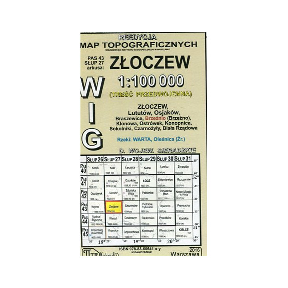 Złoczew - mapa WIG skala 1:100 000