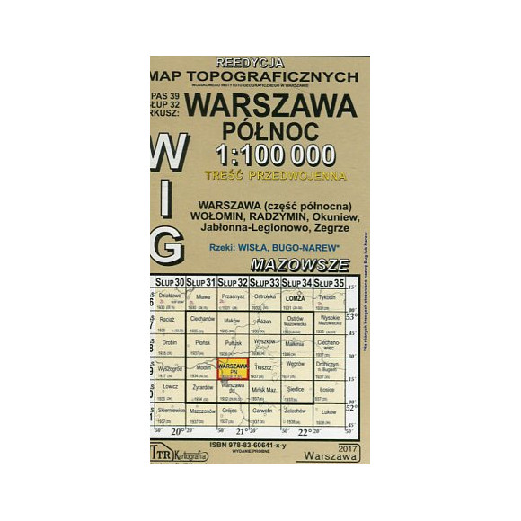 Warszawa Północ - mapa WIG skala 1:100 000