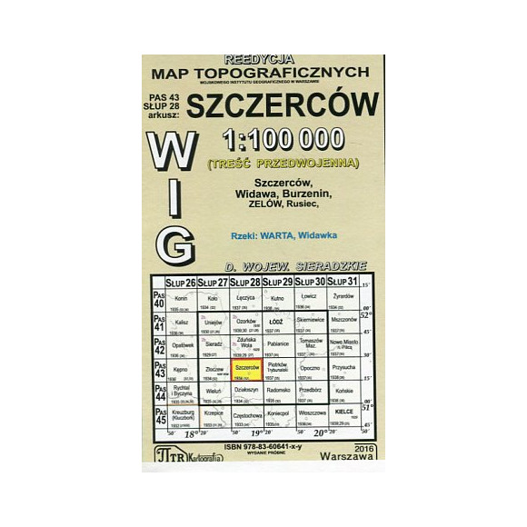 Szczerców - mapa WIG skala 1:100 000