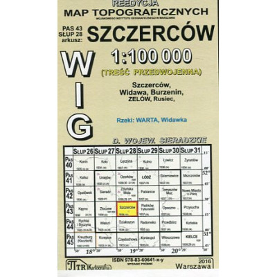 Szczerców - mapa WIG skala 1:100 000