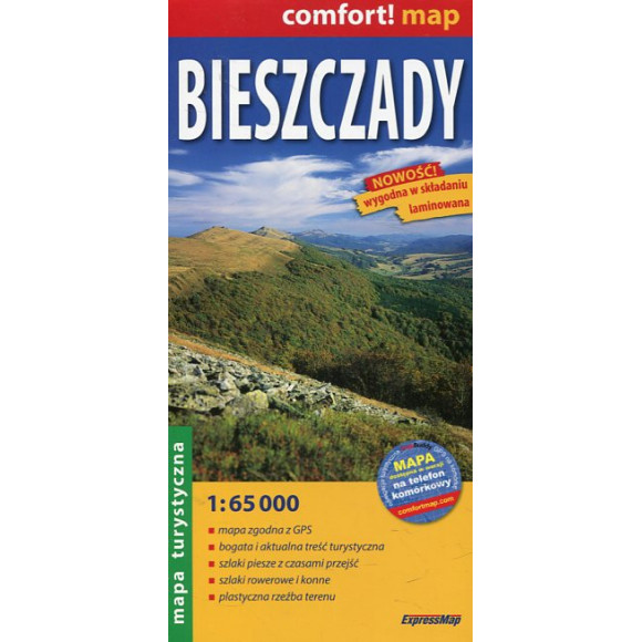 Bieszczady. Laminowana mapa turystyczna.