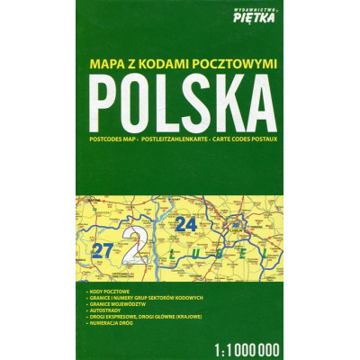Polska mapa z kodami pocztowymi