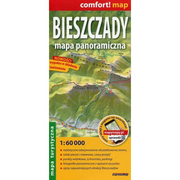 Bieszczady mapa panoramiczna 1:60 000