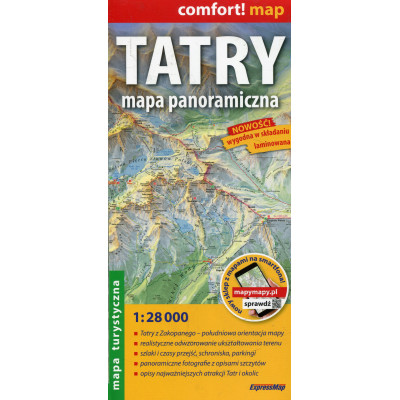Tatry Mapa panoramiczna laminowana mapa turystyczna 1 : 28 000