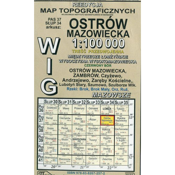 Ostrów Mazowiecka - mapa WIG skala 1:100 000