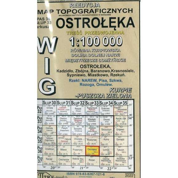 Ostrołęka - mapa WIG skala 1:100 000