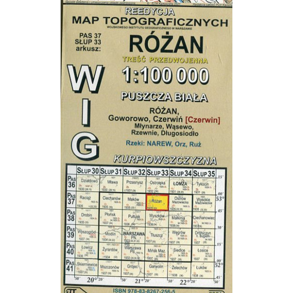 Różan - mapa WIG skala 1:100 000