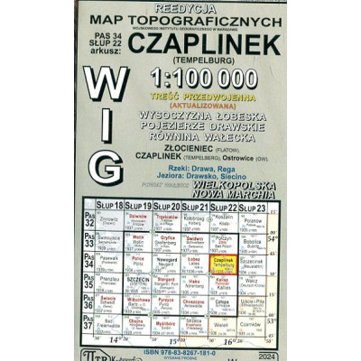 Czaplinek- mapa WIG skala 1:100 000