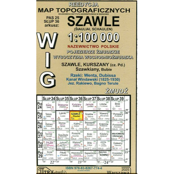 Szawle - mapa WIG skala 1:100 000