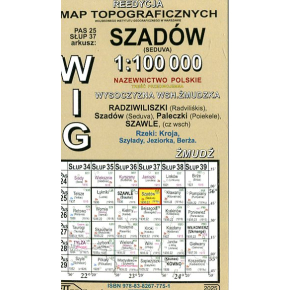 Szadów - mapa WIG skala 1:100 000