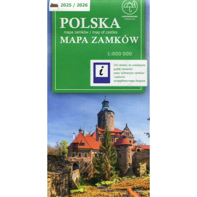 Polska mapa zamków 2025/2026 - skala 1:800 000